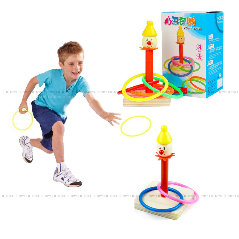 Play and Learn Wooden Throwing Circle Game Clown Ferrule