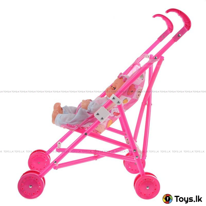 Baby kids Stroller with doll go cart toy.