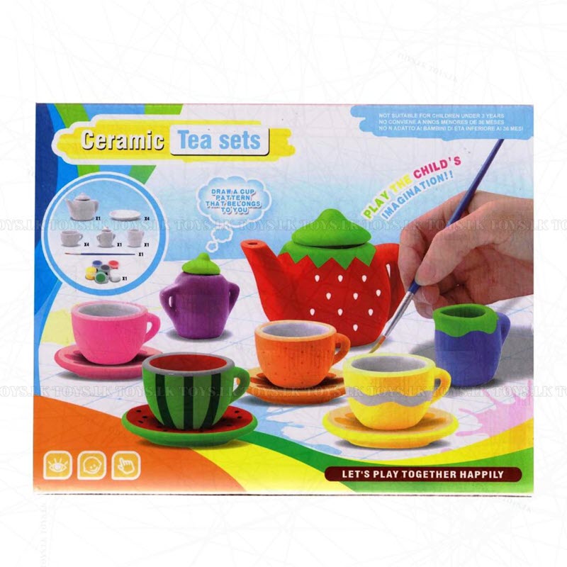 Ceramic Tea Cup Set with paints - 15 pieces