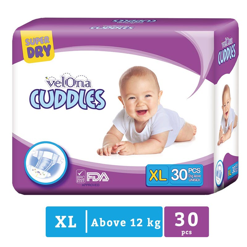 Velona Cuddles - X Large Baby Diapers - 30 Pc Pack