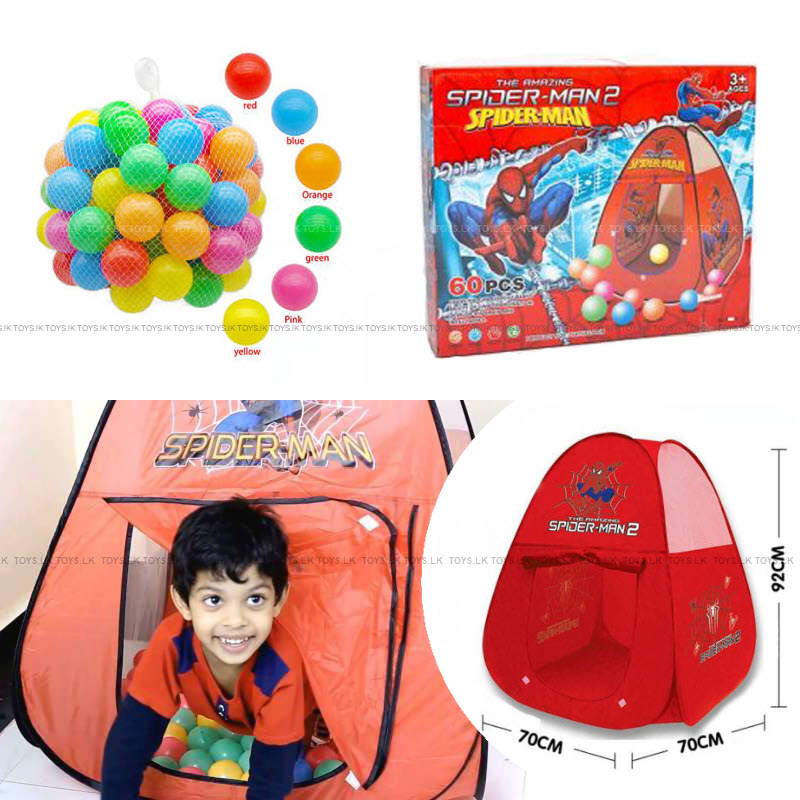 Kids Play Tent Play House With 60 Balls - Spiderman