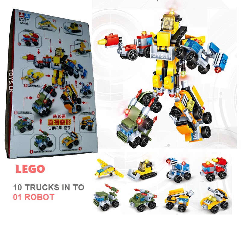 10 vehicle into robots assembling lego type building block