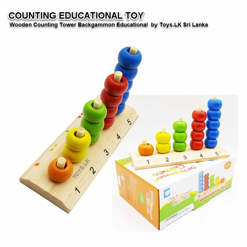 Wooden Counting Tower Backgammon Educational
