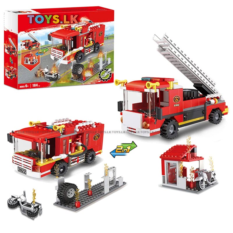 Building Blocks Set - 184 Pcs Fire Truck & Firemen Lego Set for Kids