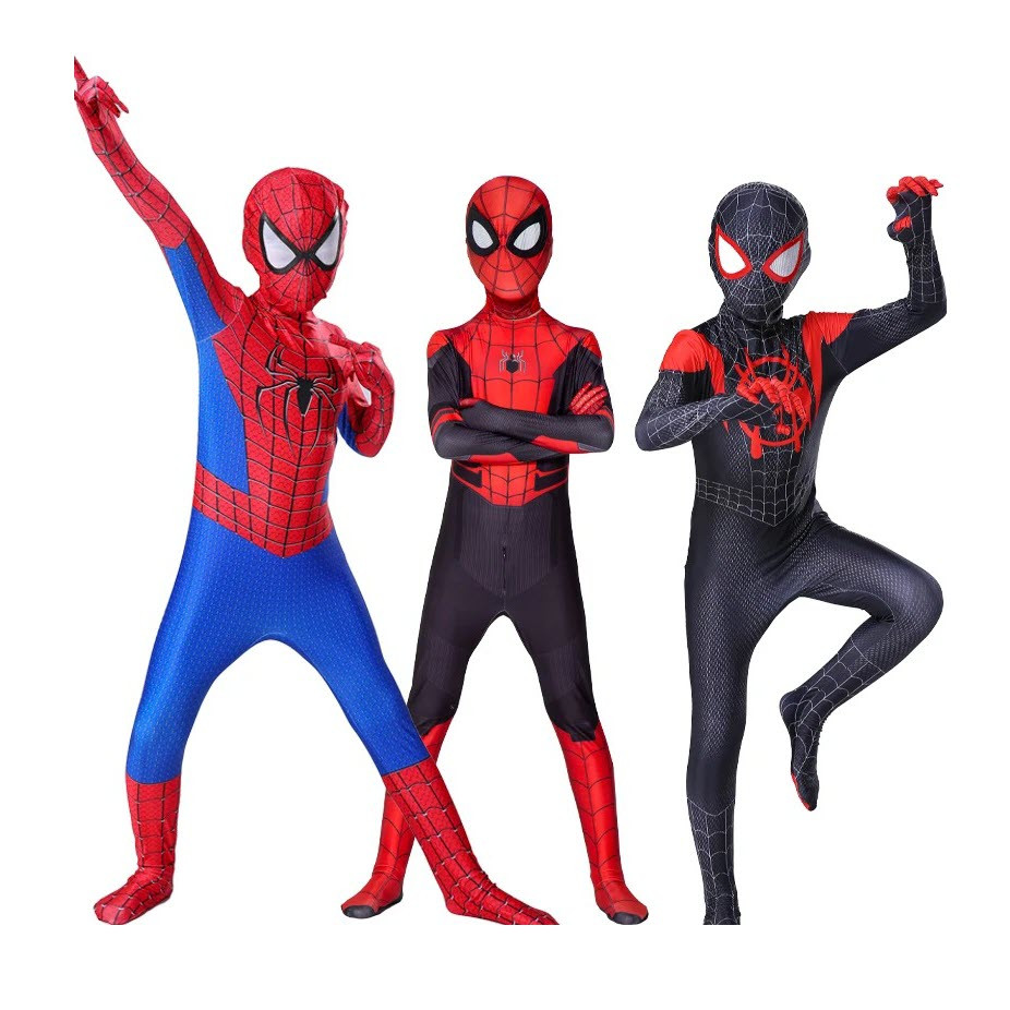 Kids Spider-Man Inspired Full Bodysuit Costume – Red & Black Superhero Suit